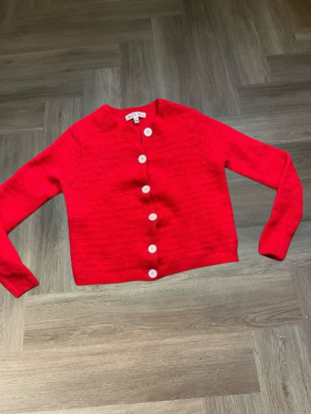 Alex‎ Mill Ruby Honeycomb Merino Wool Alpaca Cardigan Sweater Womens XS Red